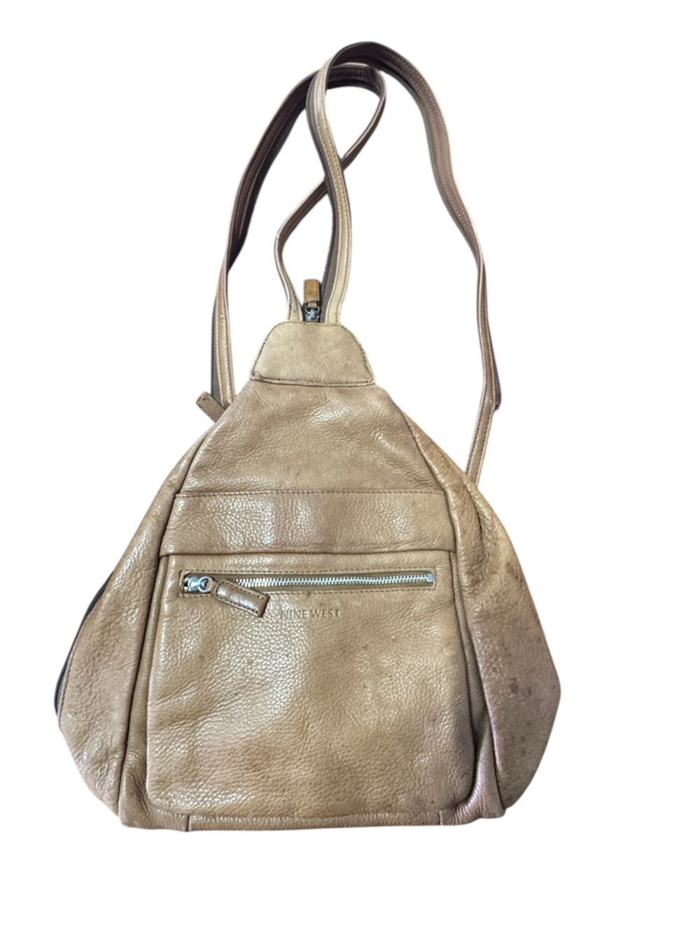 Vintage Nine West Beige Tan Leather Crossbody Shoulder Bag Backpack Combo